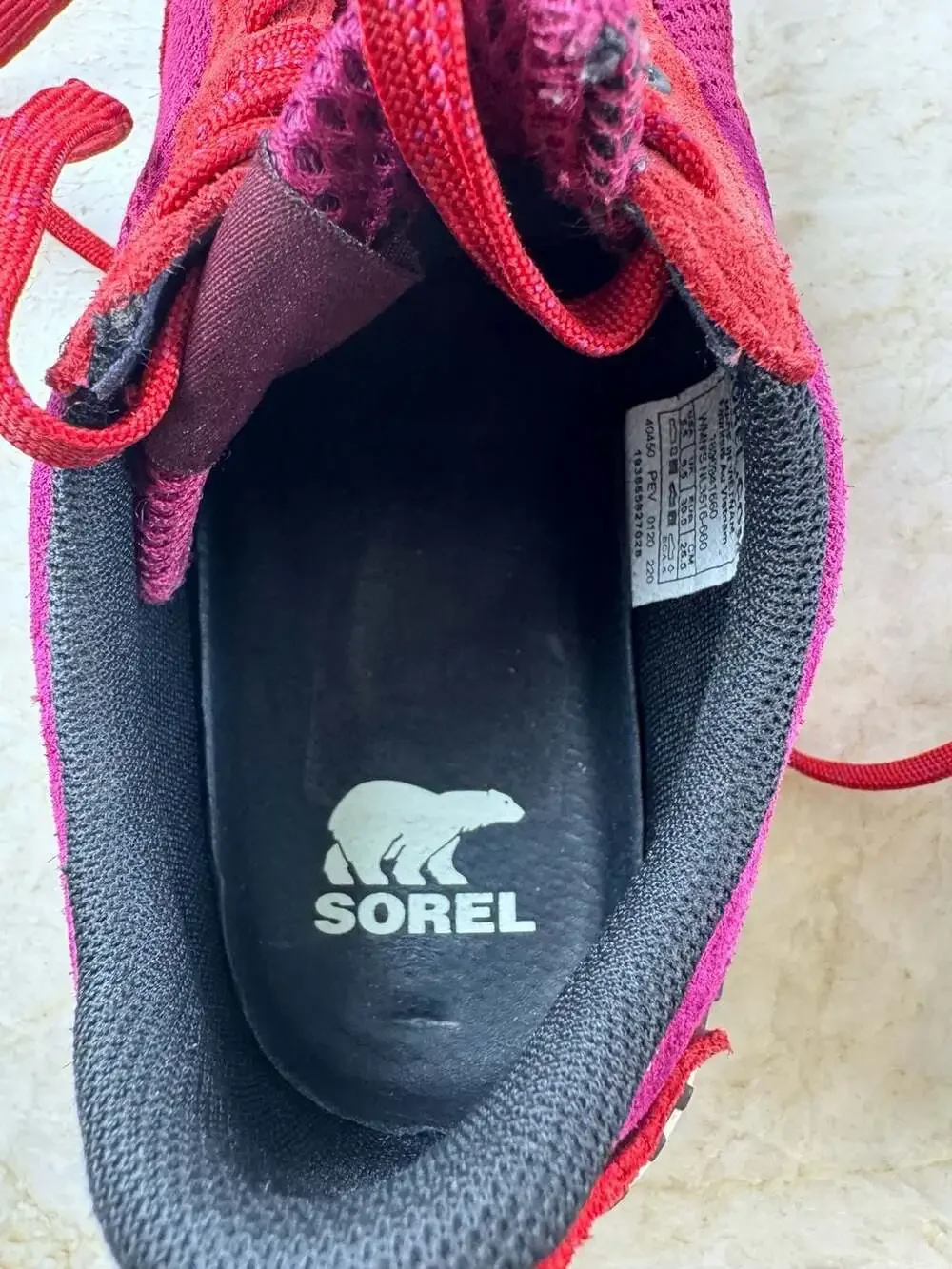 Sorel Kinetic Rush Sneakers Womens 8.5 Red Mesh Lace Up Athletic Shoes NL3516